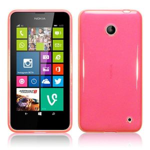 Etui plecki silikonowe pół przeźroczyste do Nokia Lumia 630 - Różowy