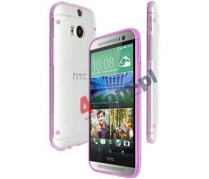 ETUI Przezroczyste + BUMPER HTC ONE M8 - Fioletowy