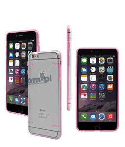 ETUI Przezroczyste z silikonowym rantem do iPhone 6 Plus - Różowy