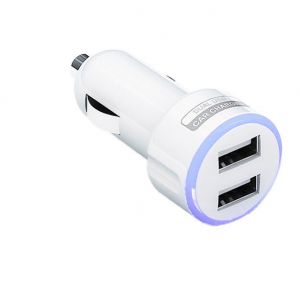 Ładowarka samochodowa z podwójnym USB uniwersalna 1A i 2A - Biały