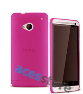 Plecki plastikowe przezroczyste do HTC One M7 - Różowy