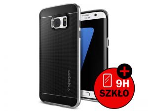 ETUI SPIGEN NEO HYBRID SAMSUNG GALAXY S7 EDGE + SZKŁO HARTOWANE - Srebrny