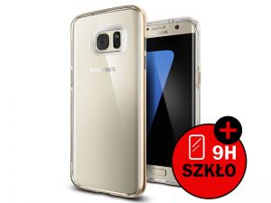 ETUI SPIGEN NEO HYBRID CRYSTAL SAMSUNG GALAXY S7 EDGE + SZKŁO HARTOWANE - Złoty