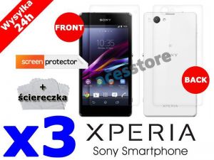 3x Folia ochronna przód / tył doSony Xperia Z1 Compact + 3x ściereczka