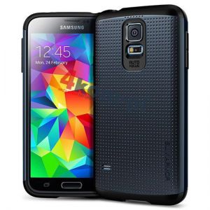 Etui Spigen SGP Slim Armor do Samsung Galaxy S5 + szkło hartowane H9 - Metal Slate