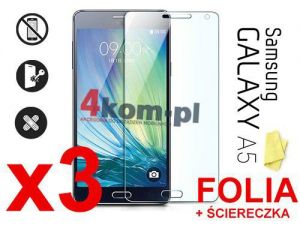 3x Folia ochronna na ekran do Samsung Galaxy A5 + ściereczka