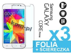 3x Folia ochronna na ekran do Samsung Galaxy Core Prime G360 + 3x ściereczka