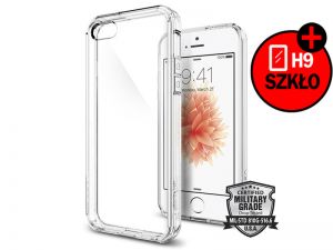 ETUI SPIGEN ULTRA HYBRID DO IPHONE 5 5S SE CRYSTAL CLEAR + SZKŁO - Przezroczysty
