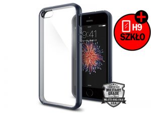 ETUI SPIGEN ULTRA HYBRID DO IPHONE 5 5S SE METAL SLATE + SZKŁO - Grafitowy