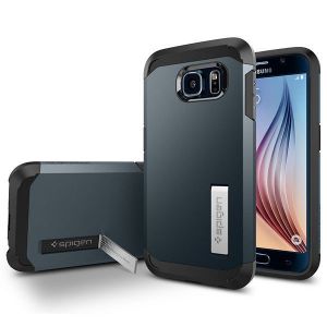 SPIGEN etui Tough Armor Metal Slate Samsung Galaxy S6 + szkło hartowane 9H - Metal Slate