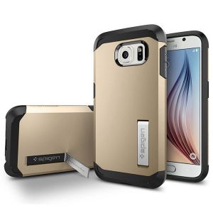 SPIGEN etui Tough Armor Champagne Gold Samsung Galaxy S6 + szkło hartowane 9H - Champagne Gold