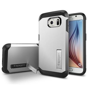 Etui Spigen Tough Armor Satin Silver Samsung Galaxy S6 + szkło hartowane 9H - Satin Silver