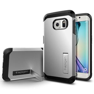 SPIGEN etui Tough Armor Satin Silver Samsung Galaxy S6 edge + szkło hartowane 9H - Satin Silver