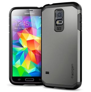 Etui Spigen SGP Tough Armor do Samsung Galaxy S5 + szkło hartowane - Gunmetal