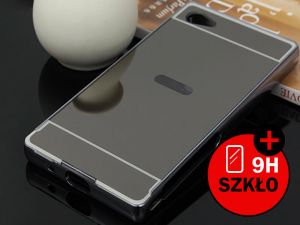 Etui Bumper plecki mirror do Sony Xperia Z5 Compact + Szkło hartowane - Czarny