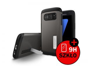 ETUI SPIGEN SLIM ARMOR SAMSUNG GALAXY S7+ SZKŁO HARTOWANE - Szary