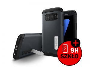 ETUI SPIGEN SLIM ARMOR SAMSUNG GALAXY S7 + SZKŁO HARTOWANE - Metalowy