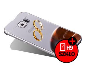 ETUI BUMPER PLECKI MIRROR DO GALAXY S7 edge + szkło - Srebrny