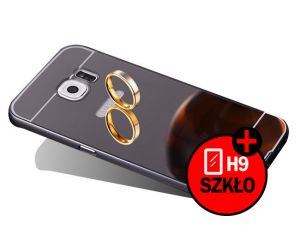 ETUI BUMPER PLECKI MIRROR DO GALAXY S7 edge + szkło - Czarny