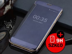 ETUI CLEAR VIEW COVER SAMSUNG GALAXY S7 + SZKŁO HARTOWANE - Granatowy