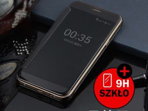 ETUI CLEAR VIEW COVER SAMSUNG GALAXY S7 + SZKŁO HARTOWANE - Czarny
