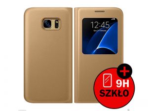 ETUI FLIP COVER Z OKIENKIEM DOTYKOWYM S-VIEW DO SAMSUNG GALAXY S7 - Złoty