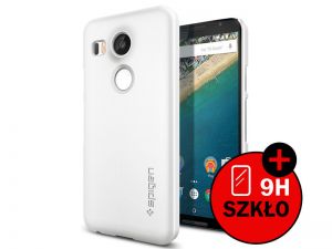 ETUI SPIGEN THIN FIT LG NEXUS 5X + SZKŁO HARTOWANE - Biały