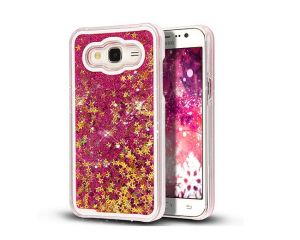 Etui Pływające Gwiazdki Liquid Star Case Plecki do Samsung Galaxy Grand Prime - Różowy