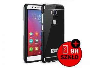 ETUI BUMPER PLECKI MIRROR DO HUAWEI HONOR 5X + SZKŁO HARTOWANE - Czarny