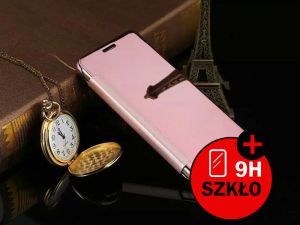 ETUI CLEAR VIEW COVER SAMSUNG GALAXY A3 2016 + SZKŁO HARTOWANE - Różowy