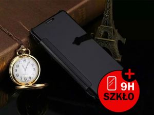 ETUI CLEAR VIEW COVER SAMSUNG GALAXY A3 2016 + SZKŁO HARTOWANE - Czarny