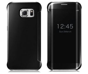 Etui CLEAR VIEW COVER SAMSUNG GALAXY S6 Edge czarne - Czarny