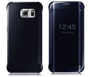 Etui CLEAR VIEW COVER SAMSUNG GALAXY S6 Edge granatowe - Granatowy