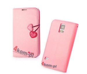 Etui z portfelem Cherry do Samsung Galaxy S5 + FOLIA - Różowy