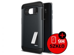 ETUI SPIGEN SLIM ARMOR SAMSUNG GALAXY S7 EDGE + SZKŁO HARTOWANE - Metalowy