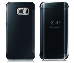 Etui CLEAR VIEW COVER SAMSUNG GALAXY S6 Edge czarny granat/ grafitowy - Czarny - granat