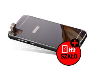 ETUI BUMPER PLECKI MIRROR DO HUAWEI HONOR 7I / SHOT X Czarne + Szkło 9h - Czarny