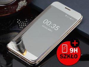 ETUI CLEAR VIEW COVER SAMSUNG GALAXY S7 + SZKŁO HARTOWANE - Srebrny