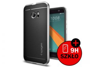 ETUI SPIGEN NEO HYBRID HTC 10(M10) + SZKŁO HARTOWANE - Srebrny