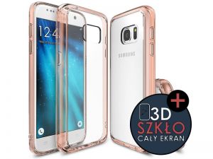 Etui Rearth Ringke Fusion Samsung Galaxy S7 + 3D CAŁE SZKŁO - Różowy