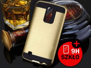 ETUI PANCERNE DO LG K10 + SZKŁO HARTOWANE - Złoty