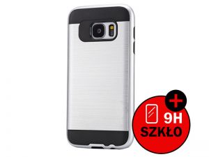 ETUI PANCERNE DO SAMSUNGA GALAXY S7 EDGE + SZKŁO - Srebrny