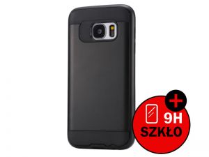 ETUI PANCERNE DO SAMSUNGA GALAXY S7 EDGE+ SZKŁO - Czarny