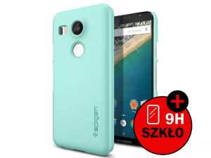 ETUI SPIGEN THIN FIT LG NEXUS 5X + SZKŁO HARTOWANE - Miętowy