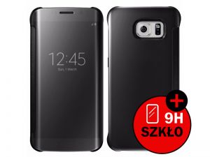 ETUI CLEAR VIEW COVER SAMSUNG GALAXY S7 EDGE + SZKŁO HARTOWANE - Czarny