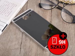 Etui lustrzane mirror gel Samsung Galaxy A5 2016 A510F Czarne + Szkło - Czarny