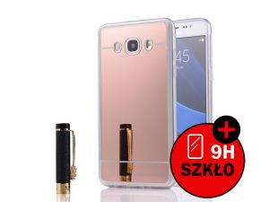 Etui lustrzane mirror gel Samsung Galaxy J5 2016 J5108 Różowe + Szkło - Różowy