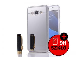 Etui lustrzane mirror gel Samsung Galaxy J5 2016 J5108 Srebrne + Szkło - Srebrny