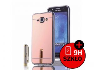 Etui lustrzane mirror gel Samsung Galaxy J1 2016 Różowe + Szkło - Różowy