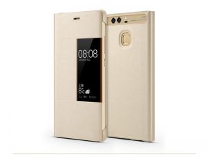 ETUI FLIP COVER Z OKIENKIEM DOTYKOWYM S-VIEW DO HUAWEI P9 - Złoty